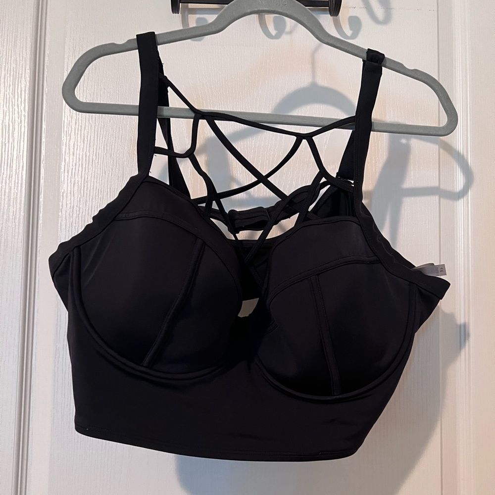 Torrid Womens Swimwear 4 4X Regular Cage Underwire Bikini Top Caged Strappy Neck